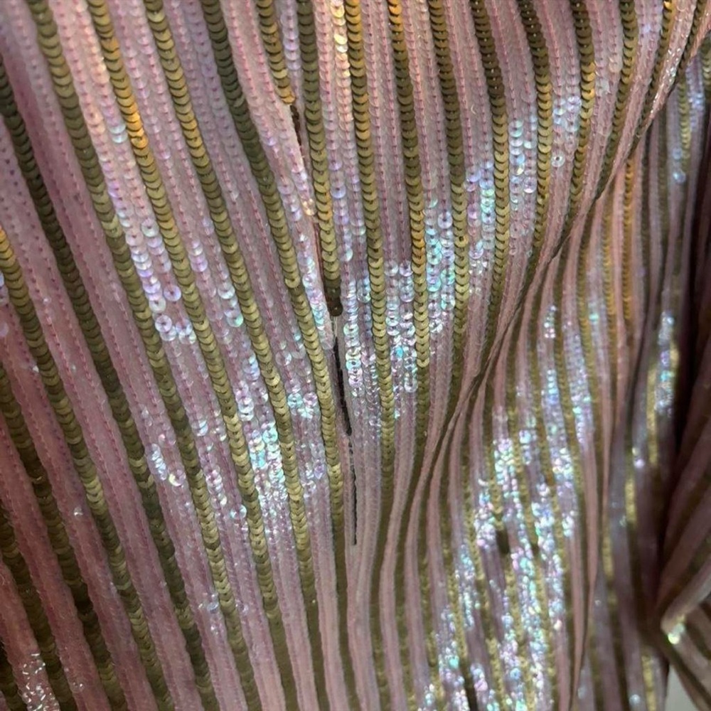 Vintage Escada Pink and Gold Sequin Striped Longline Blazer Statement Jacket - Picture 8 of 9